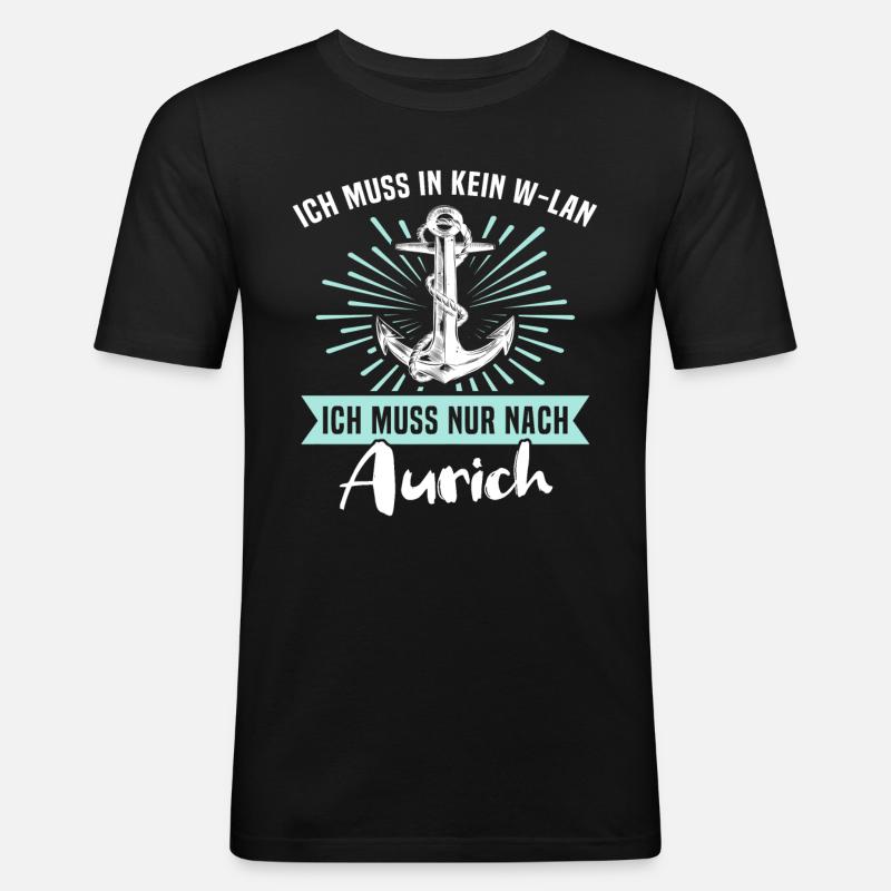 Aurich Sprüche - Männer Slim Fit T-Shirt - Schwarz