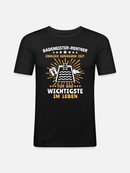 Schwimmmeister - Männer Slim Fit T-Shirt - Schwarz