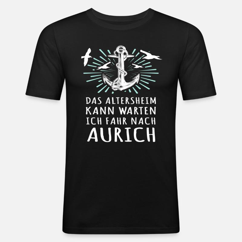 Sprüche Aurich - Männer Slim Fit T-Shirt - Schwarz