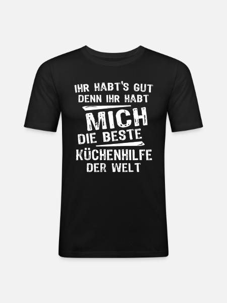 Küchenhilfe - Männer Slim Fit T-Shirt - Schwarz