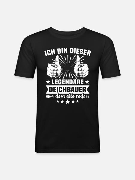 Deichbauer Legende - Männer Slim Fit T-Shirt - Schwarz