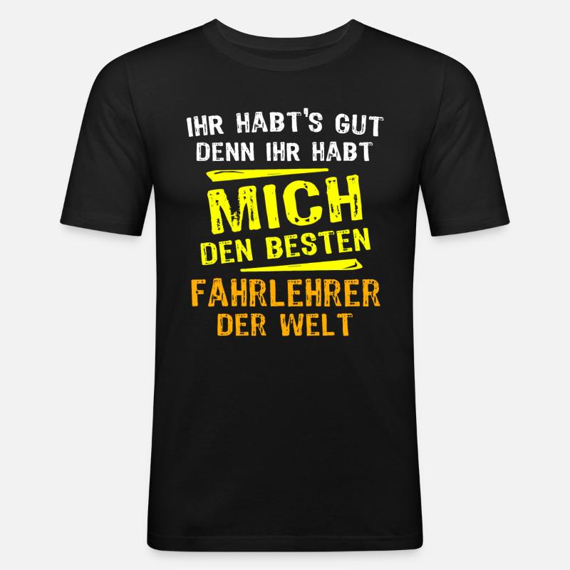 Fahrlehrer Geschenk - Männer Slim Fit T-Shirt - Schwarz