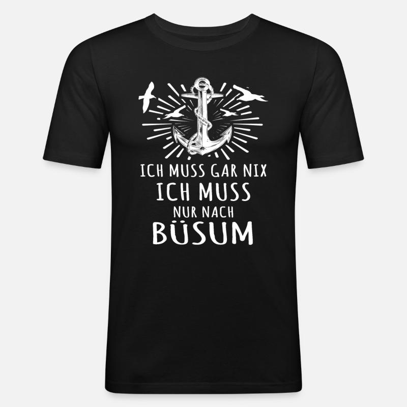 Büsum Büsumer - Männer Slim Fit T-Shirt - Schwarz