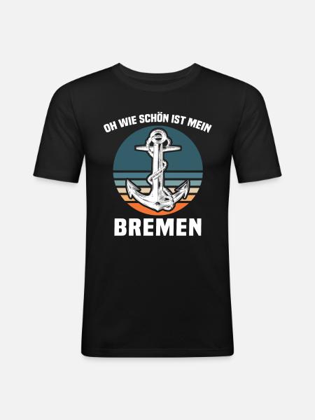 Bremen Sprüche Bremer - Männer Slim Fit T-Shirt - Schwarz