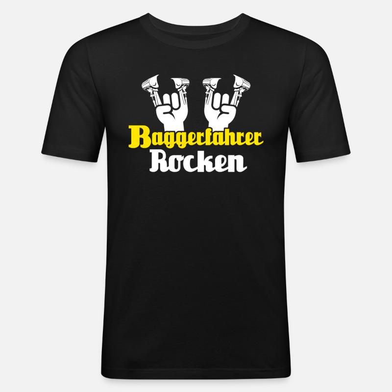 Baggerfahrer - Männer Slim Fit T-Shirt - Schwarz