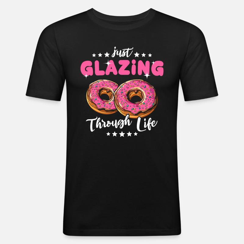 Donuts Pink Doughnuts - Männer Slim Fit T-Shirt - Schwarz