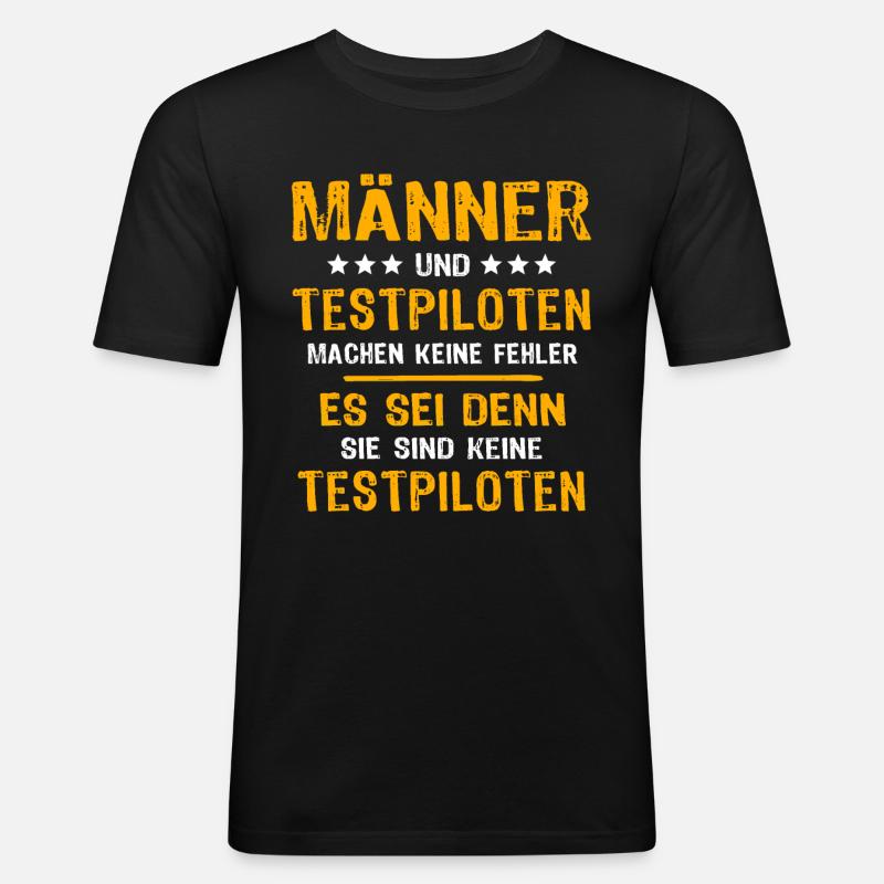 Testpilot Spruch - Männer Slim Fit T-Shirt - Schwarz