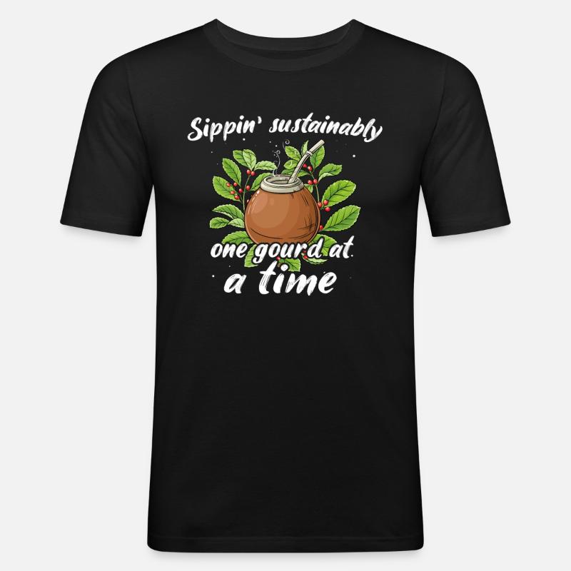 Yerba Mate Tee - Männer Slim Fit T-Shirt - Schwarz