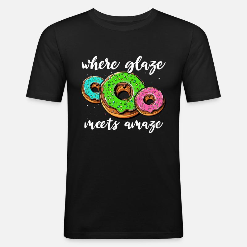 I Love Donuts - Männer Slim Fit T-Shirt - Schwarz