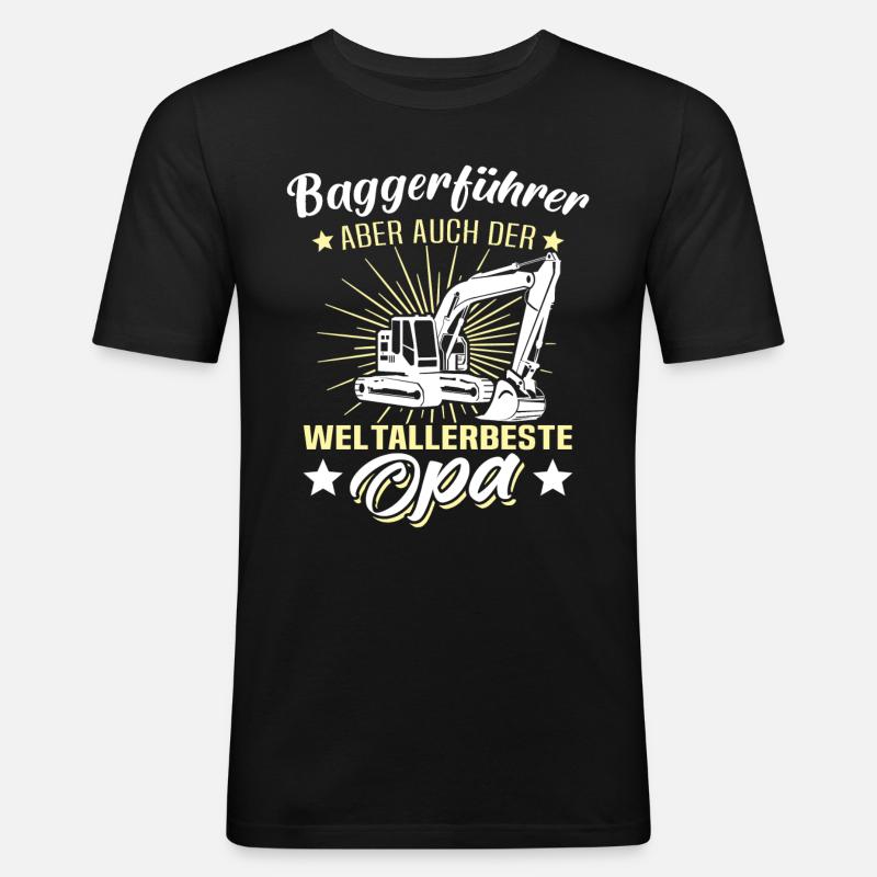 Baggerfahrer Opa - Männer Slim Fit T-Shirt - Schwarz