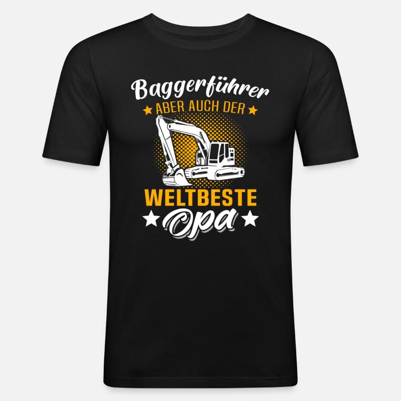 Opa Baggerführer - Männer Slim Fit T-Shirt - Schwarz