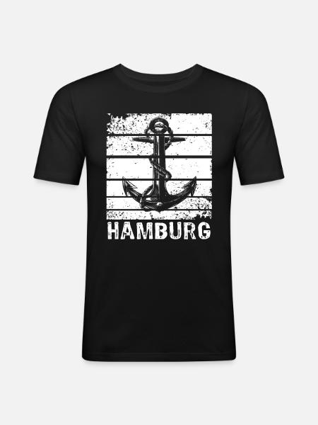 Hambourg Hamburger - T-shirt près du corps Homme - noir