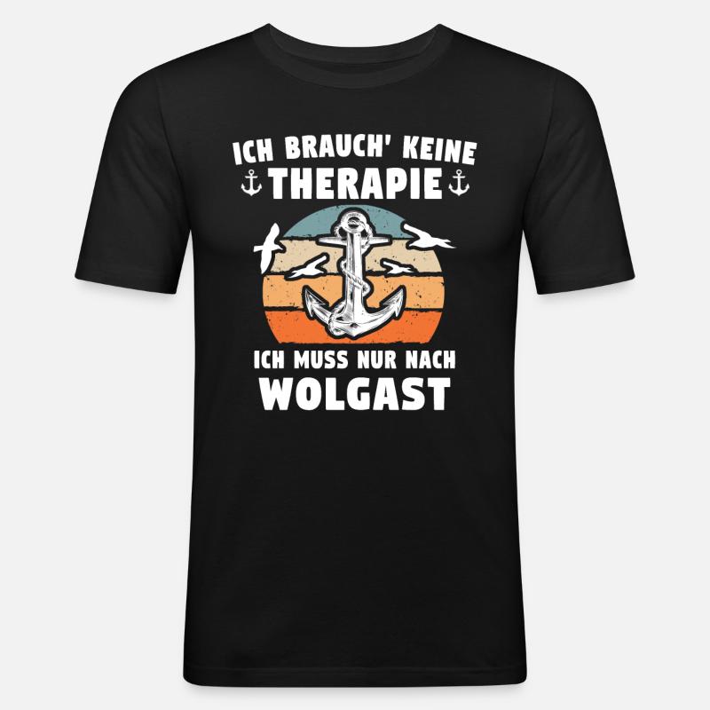 Wolgast Anker - Männer Slim Fit T-Shirt - Schwarz