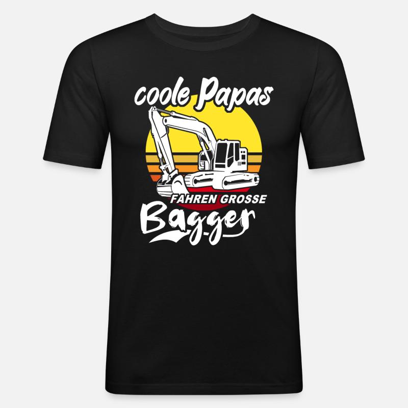 Baggerfahrer Papa - Männer Slim Fit T-Shirt - Schwarz