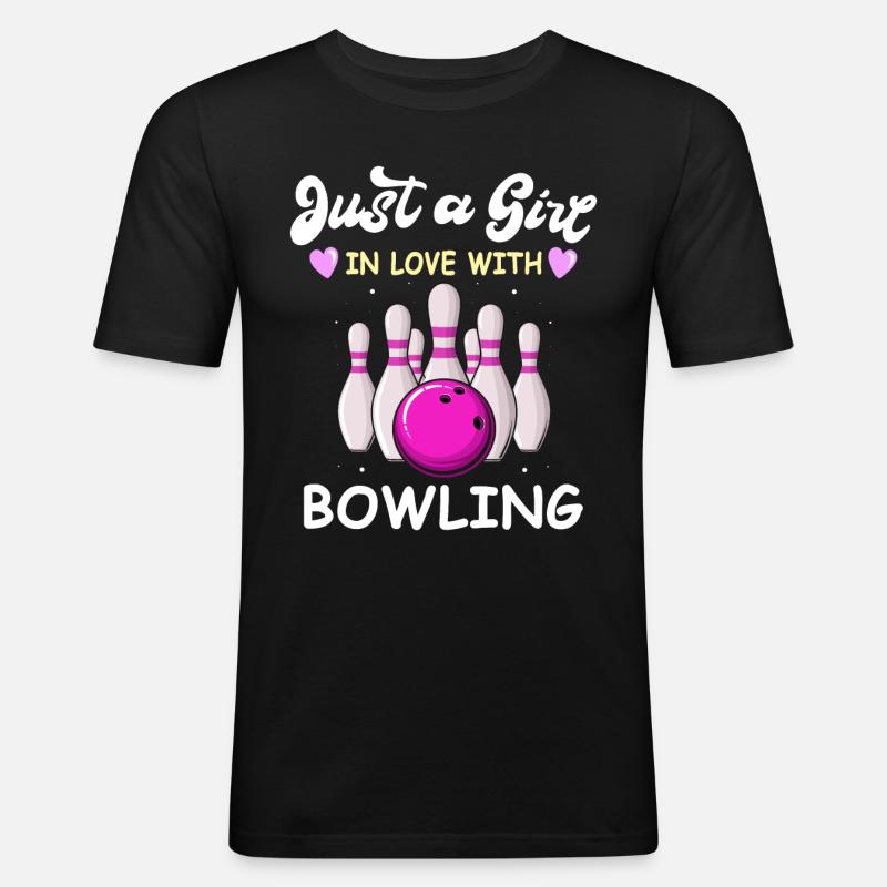 Bowling Bowler - Männer Slim Fit T-Shirt - Schwarz