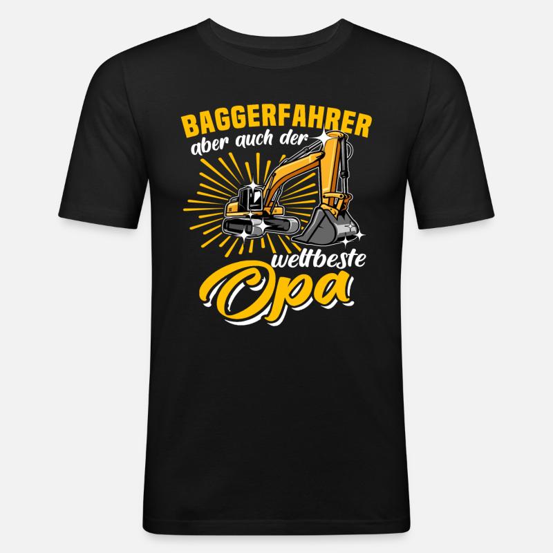 Opa Baggerfahrer - Männer Slim Fit T-Shirt - Schwarz