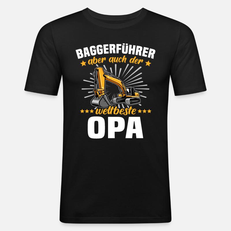 Opa Baggerfahrer - Männer Slim Fit T-Shirt - Schwarz
