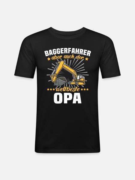 Opa Baggerfahrer - Männer Slim Fit T-Shirt - Schwarz