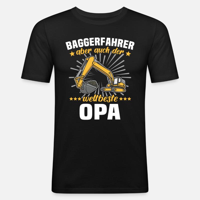 Opa Baggerfahrer - Männer Slim Fit T-Shirt - Schwarz
