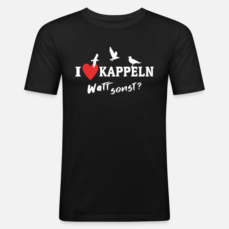 Kappeln Liebe Kappelner - Männer Slim Fit T-Shirt - Schwarz
