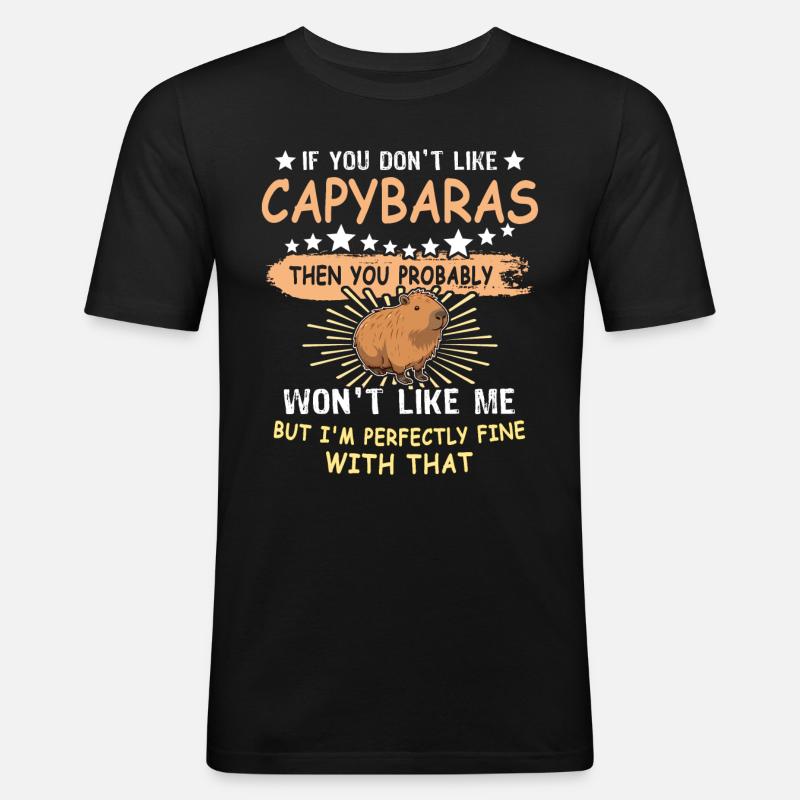 Capybara - Männer Slim Fit T-Shirt - Schwarz