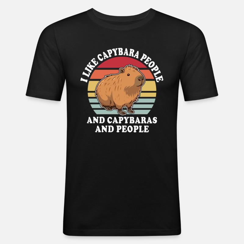 Capybara Sprüche - Männer Slim Fit T-Shirt - Schwarz