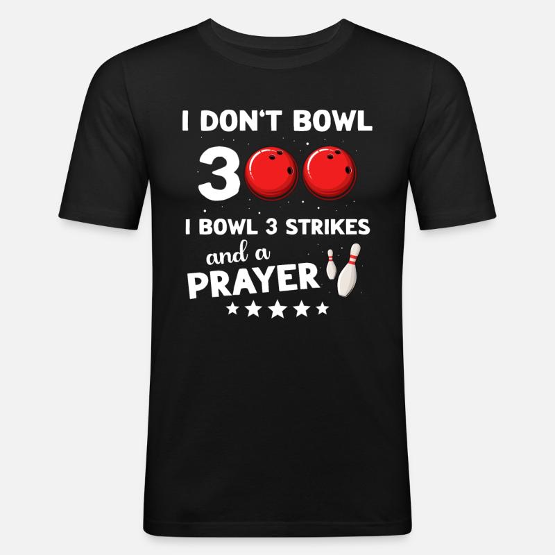 Bowling 300 Bowler - Männer Slim Fit T-Shirt - Schwarz