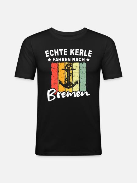 Bremen Sprüche Bremer - Männer Slim Fit T-Shirt - Schwarz