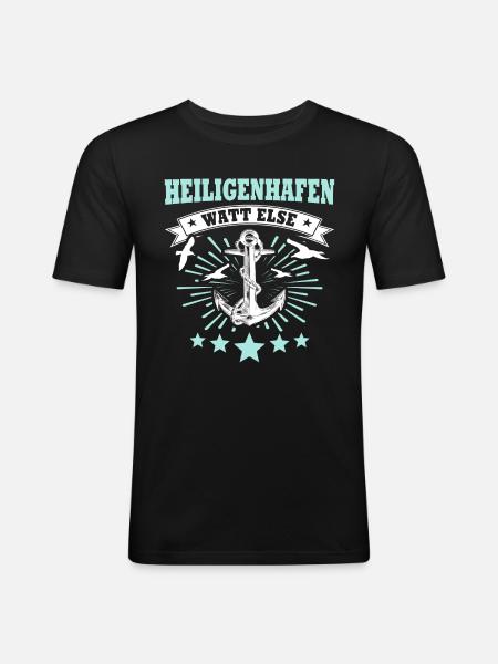 Heiligenhafen Heiligenhafener - Männer Slim Fit T-Shirt - Schwarz