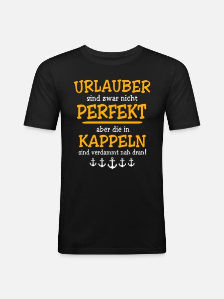 Kappeln Urlaub - Männer Slim Fit T-Shirt - Schwarz