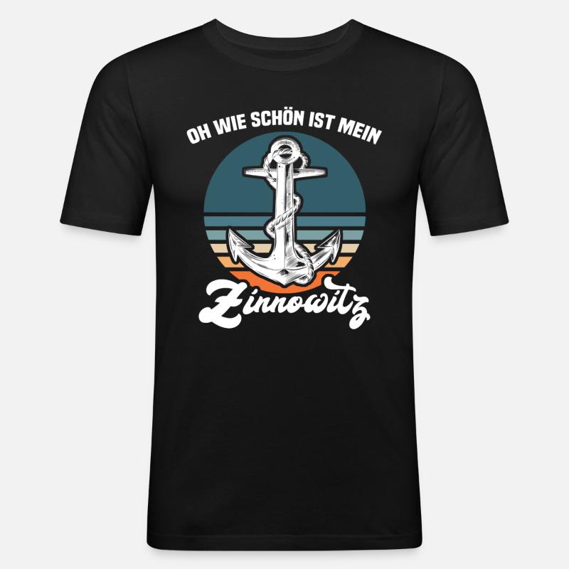 Zinnowitz Sprüche - Männer Slim Fit T-Shirt - Schwarz