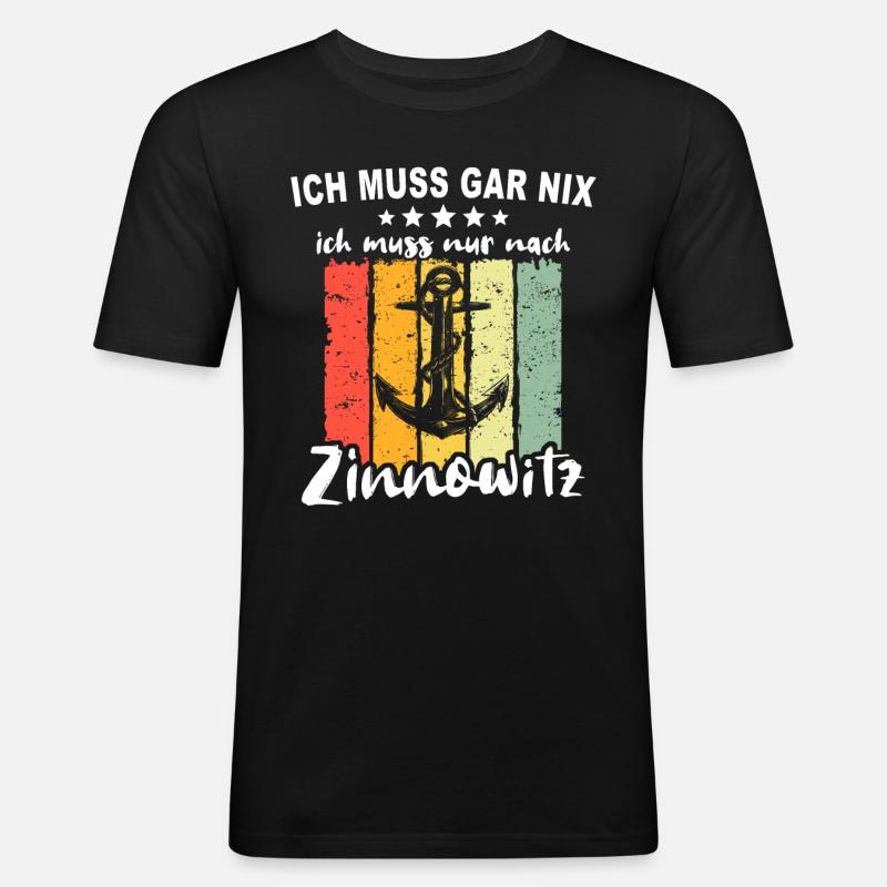 Zinnowitz Sprüche - Männer Slim Fit T-Shirt - Schwarz