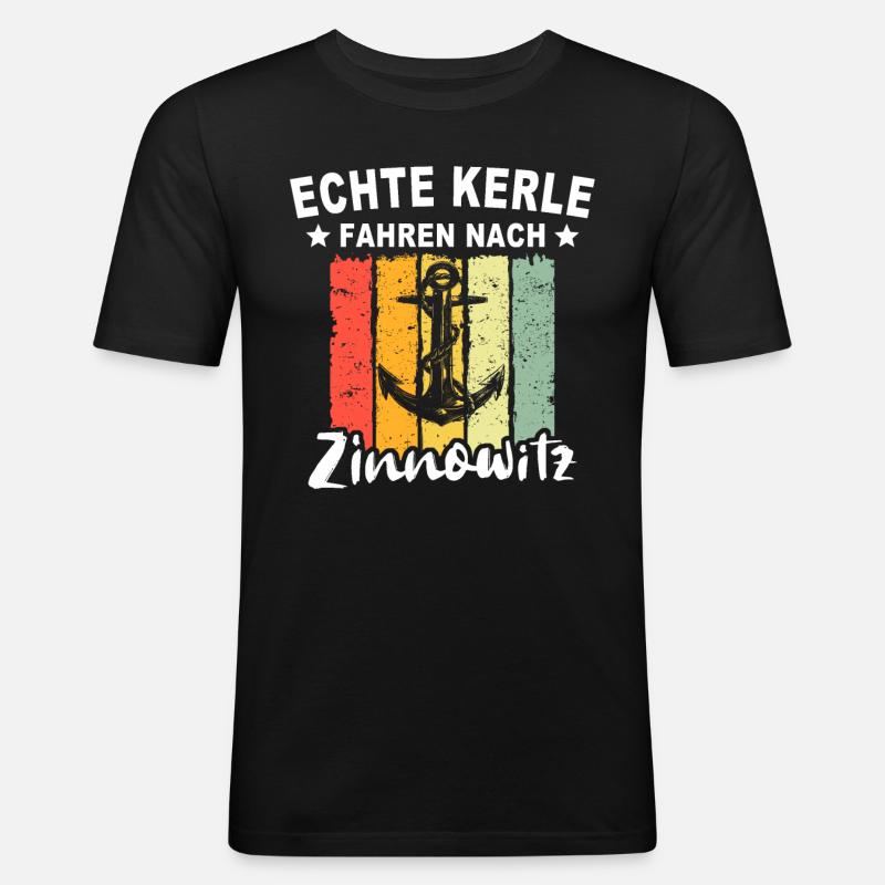 Zinnowitz Sprüche - Männer Slim Fit T-Shirt - Schwarz