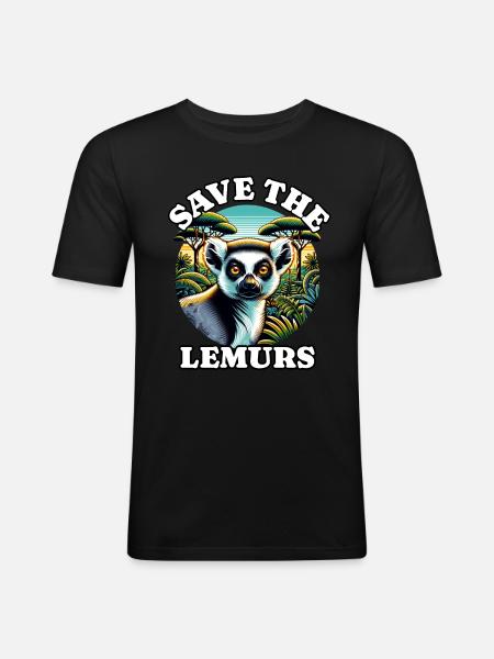 Lemur Lemurs - Men's Slim Fit T-Shirt - black