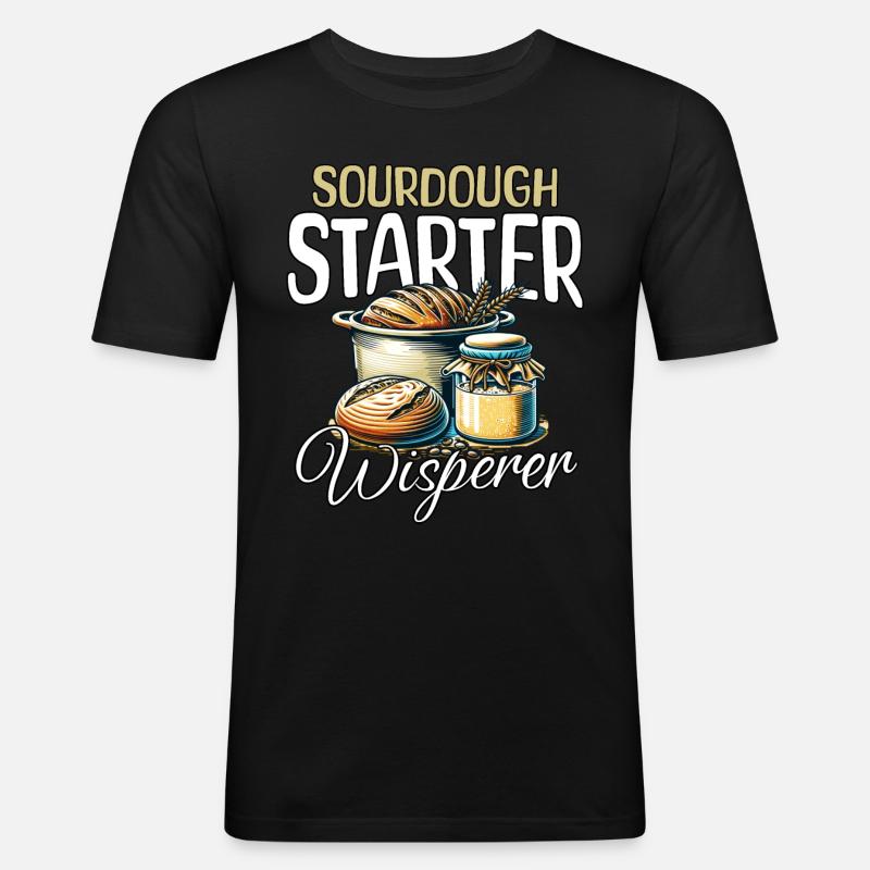 Sauerteig Flüsterer - Männer Slim Fit T-Shirt - Schwarz
