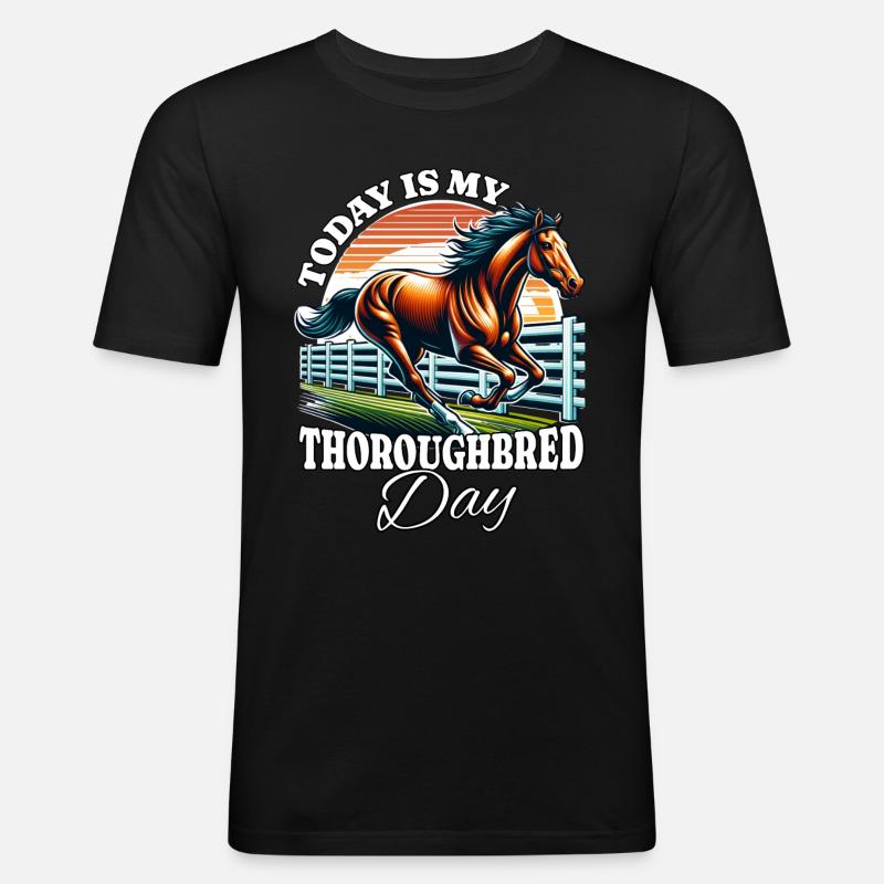 Thoroughbred - Männer Slim Fit T-Shirt - Schwarz