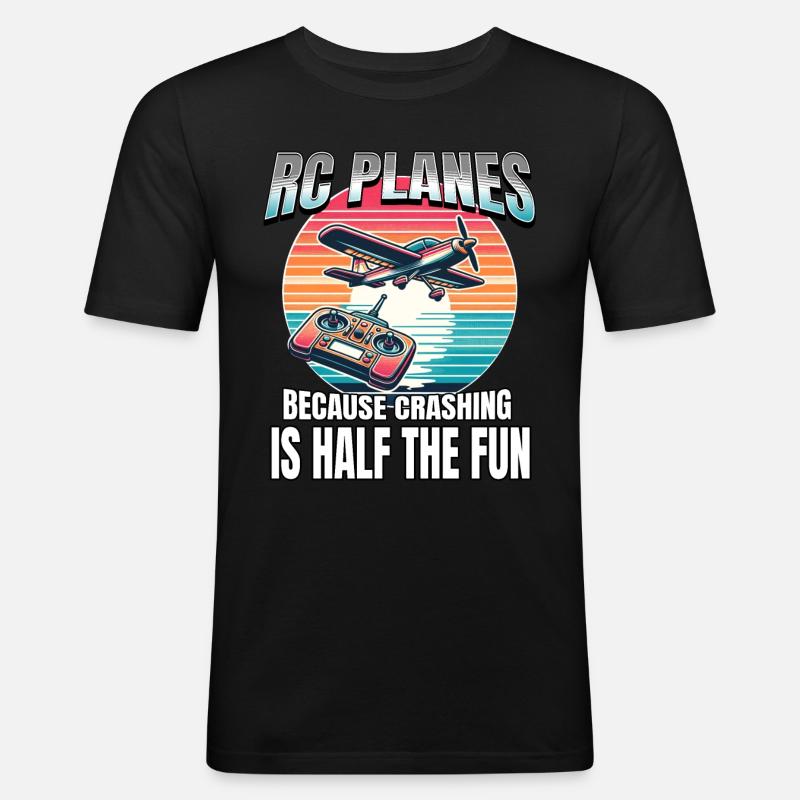 Modellflugzeug RC Flugzeug - Männer Slim Fit T-Shirt - Schwarz