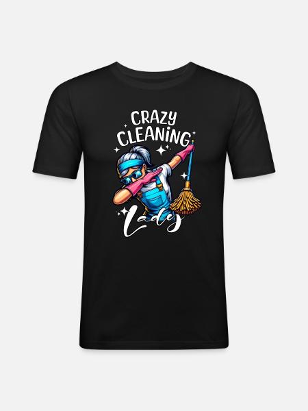 Cleaning lady cleaner - Men's Slim Fit T-Shirt - black