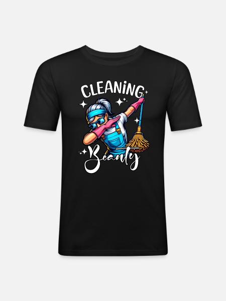 Putzfrau - Männer Slim Fit T-Shirt - Schwarz