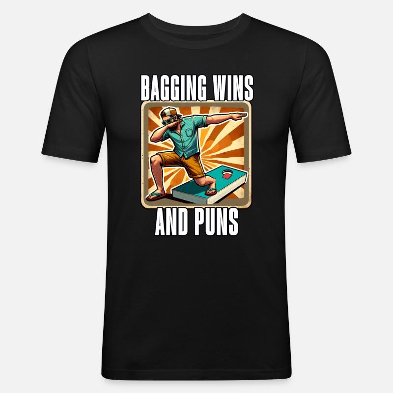 Cornhole Beanbag - Männer Slim Fit T-Shirt - Schwarz