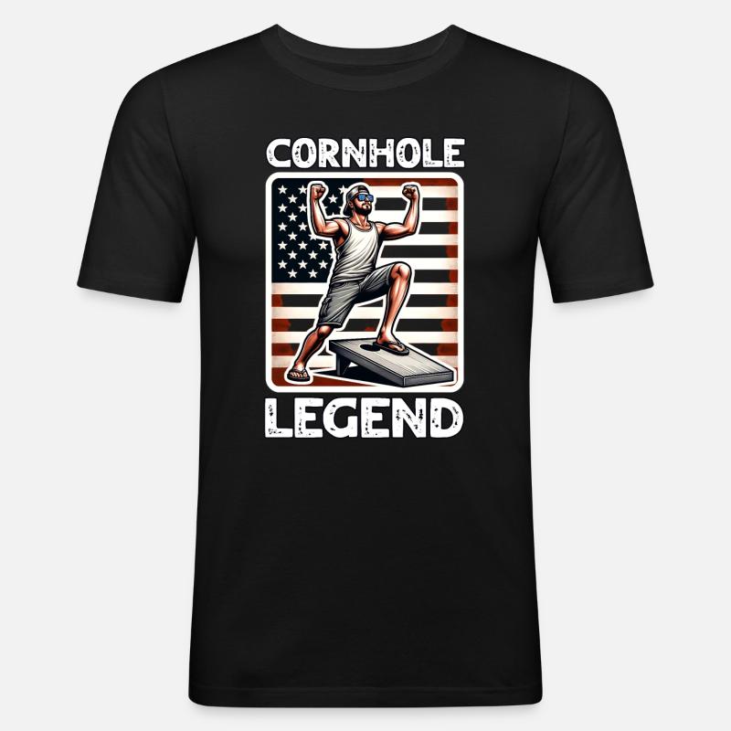 Cornhole - Männer Slim Fit T-Shirt - Schwarz