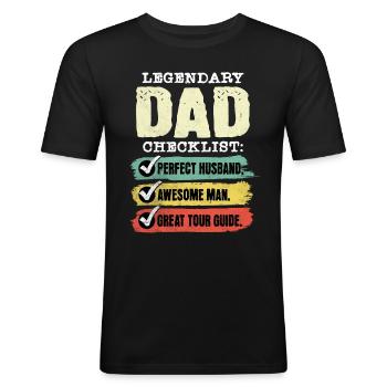 Papa Tour Guide Vatertag - Männer Slim Fit T-Shirt - Schwarz - Vorne - Nik (191cm)