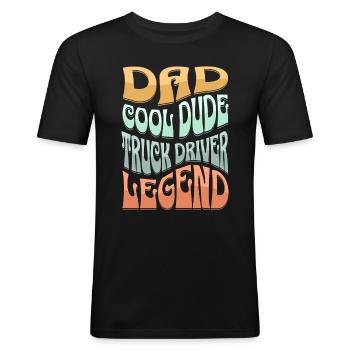 Papa LKW Fahrer - Männer Slim Fit T-Shirt - Schwarz - Vorne - Nik (191cm)