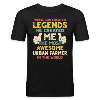 Urban Farmer - Men's Slim Fit T-Shirt - black - Front - Nik (191cm)