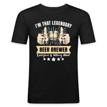 Legendarische bierbrouwer - Mannen slim fit T-shirt - zwart - Voor - Nik (191cm)