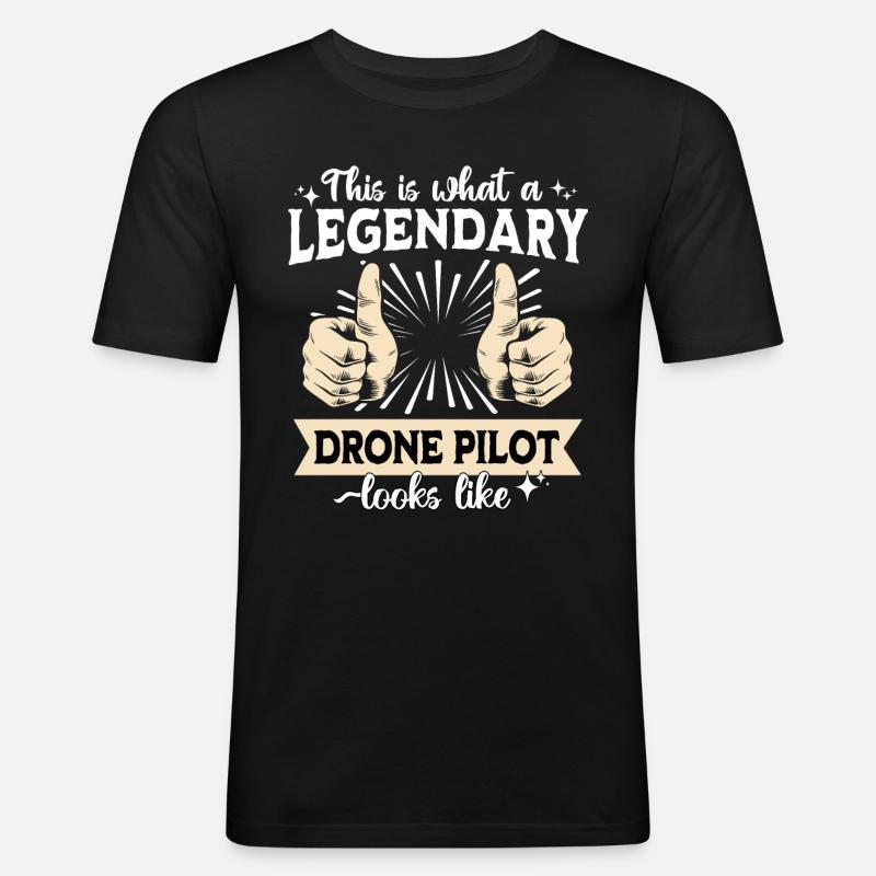 Legendärer Dronenpilot - Männer Slim Fit T-Shirt - Schwarz