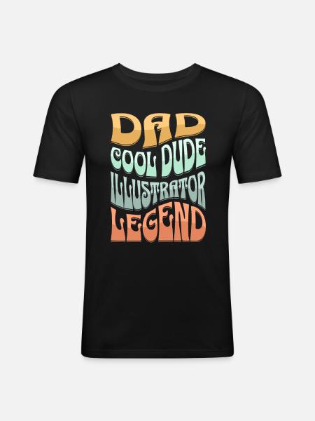 Papa Illustrator - Men's Slim Fit T-Shirt - black