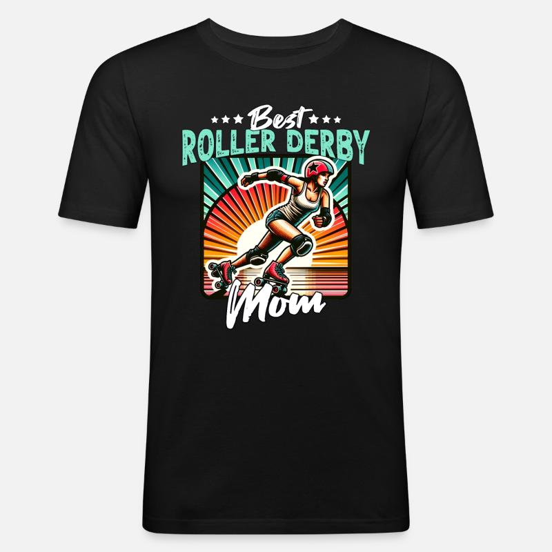 Roller Derby Mama - Männer Slim Fit T-Shirt - Schwarz