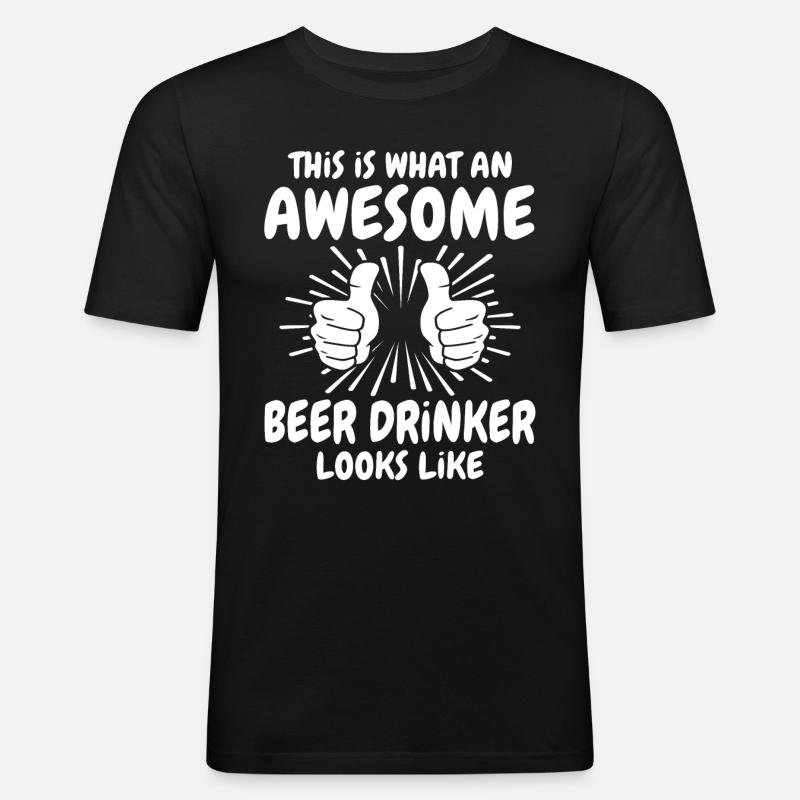 Biertrinker - Männer Slim Fit T-Shirt - Schwarz