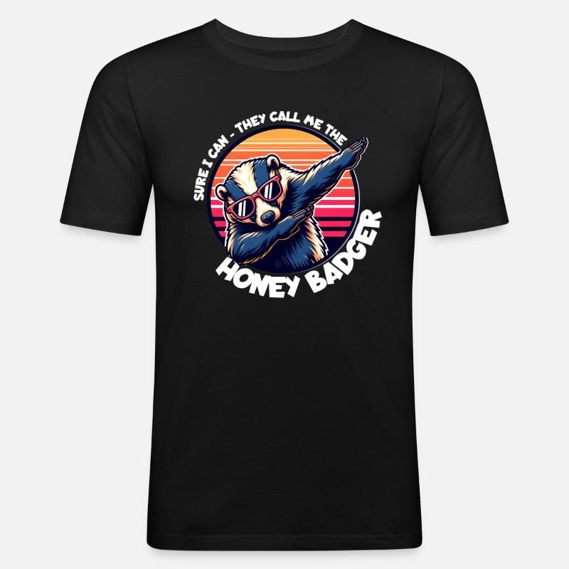 Honigdachs Spruch - Männer Slim Fit T-Shirt - Schwarz